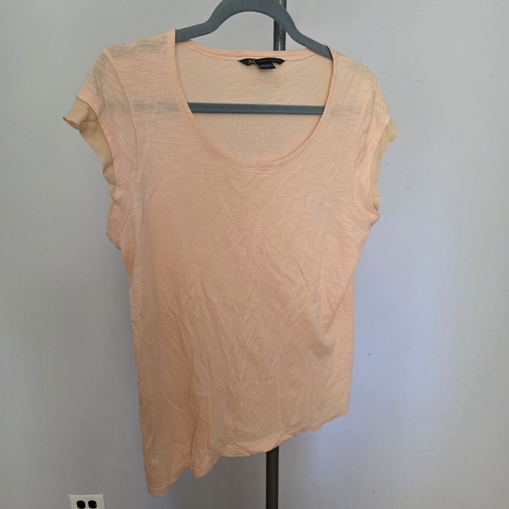 A/X Armani Exchange Peach Short Sleeve Blouse Size Large